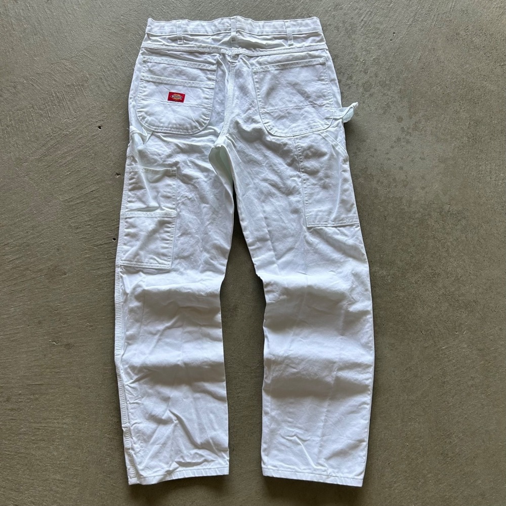 Vintage Dickies Carpenter Pants Size 34x32 White Painter Straight Leg Canvas